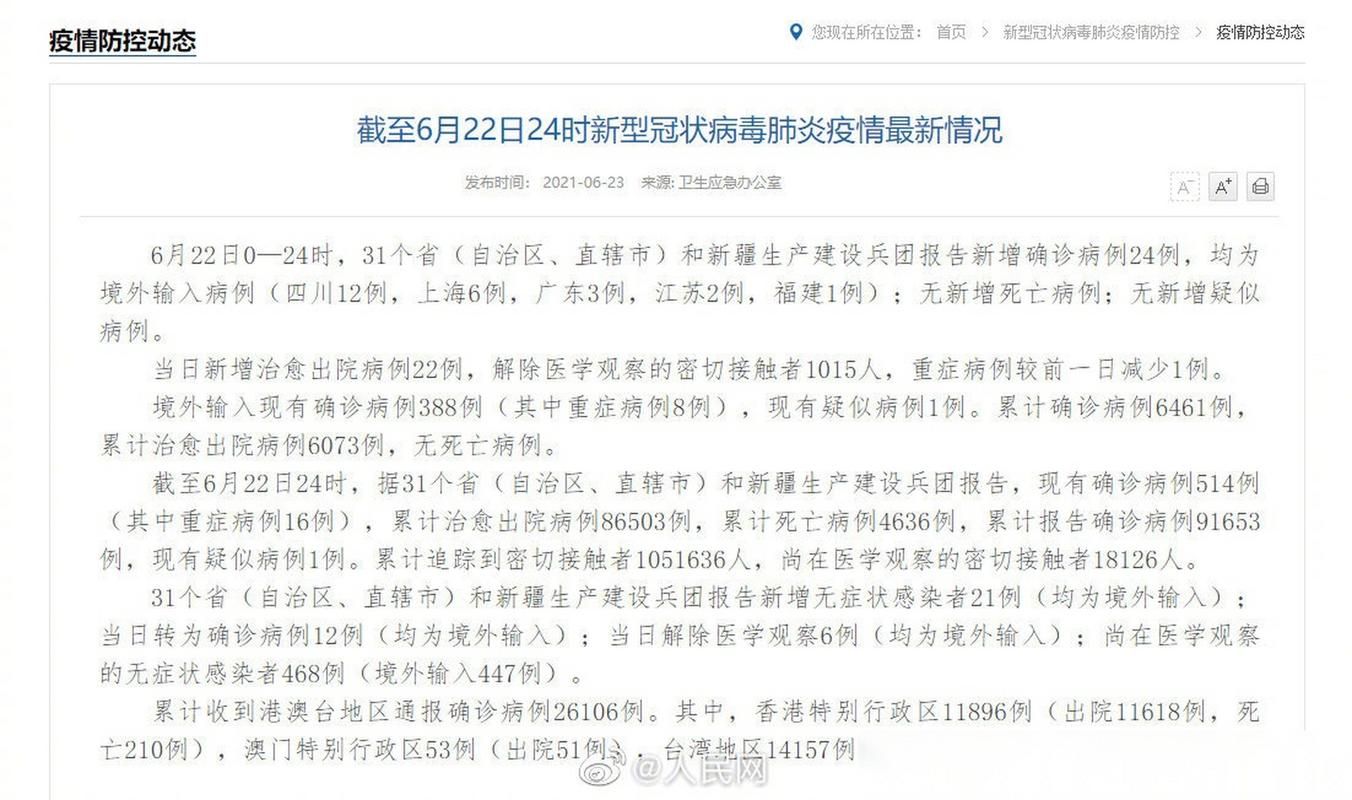 31个省份新增确诊25例均为境外输入/31省区市新增确诊2例均为境外输入