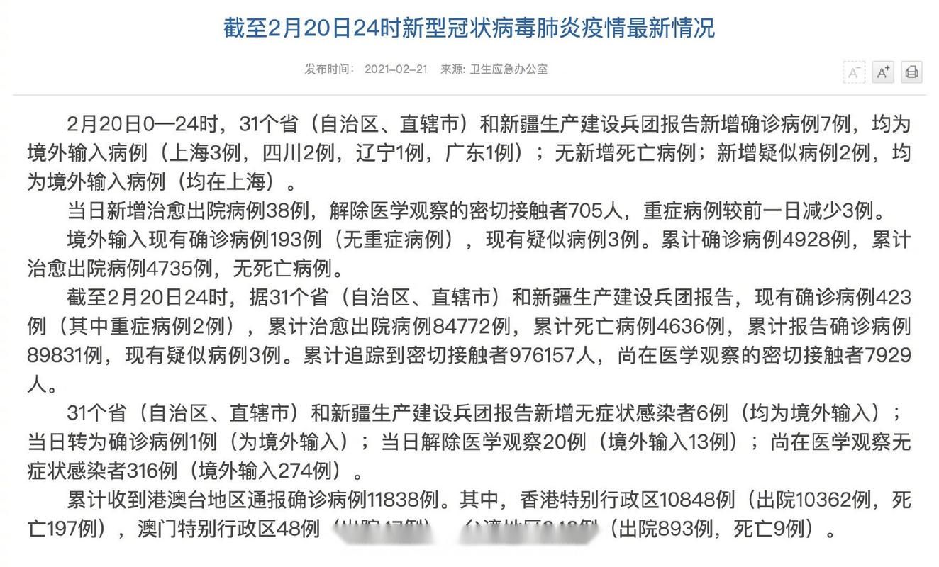  31省市新增确诊2例均为境外输入:31省份新增确诊病例2例 均为境外输入
