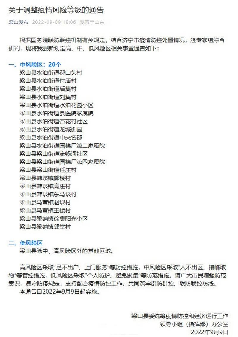 梁山县疫情最新表解(梁山县疫情有感染者吗)