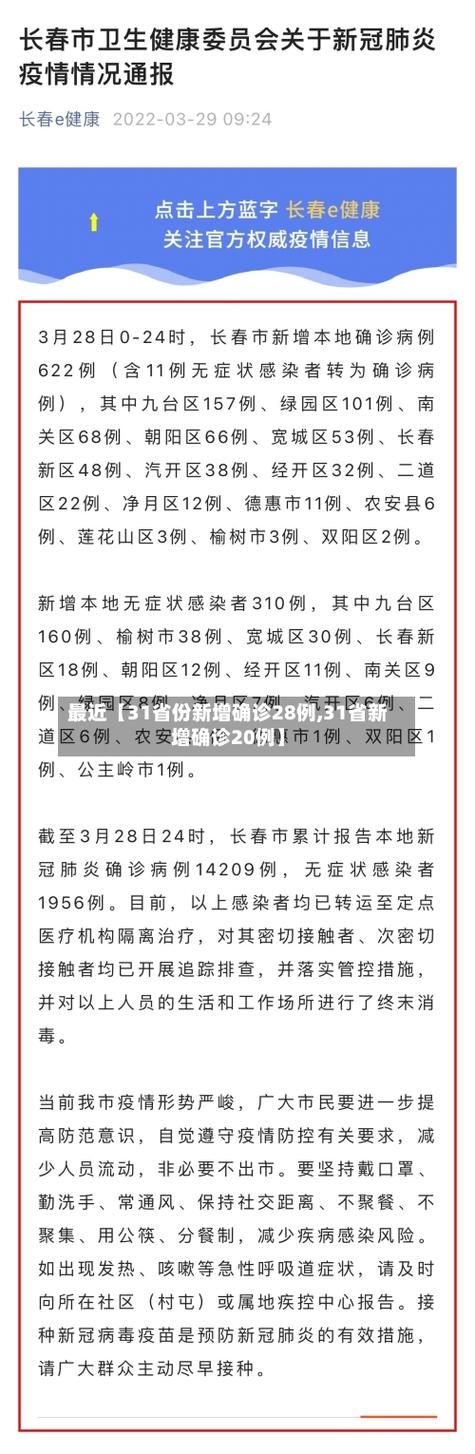 31省区市新增28例核酸阳性及1例无症状:31省区市新增确诊30例